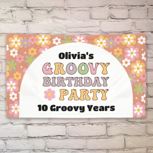 Groovy Daisies Hippie Girls Birthday Banner