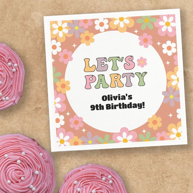 Groovy Daisies Hippie Girl's Birthday Napkins (Creator Uploaded)