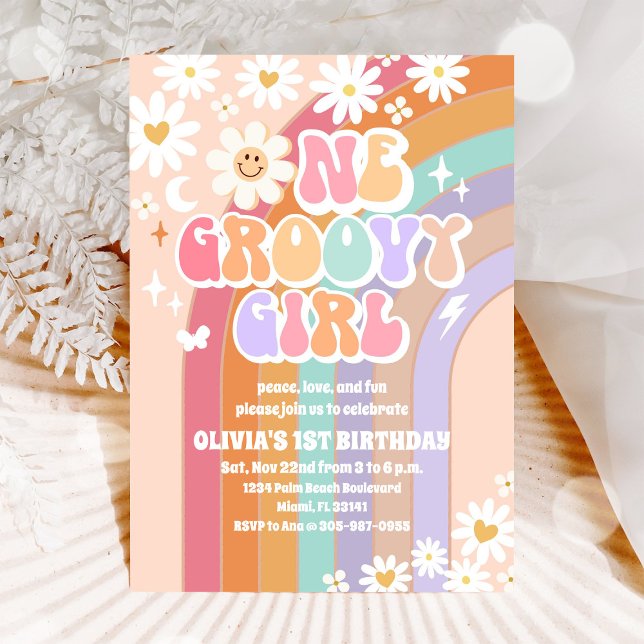 Groovy Daisy 1st Birthday Invitation (Creator Uploaded)