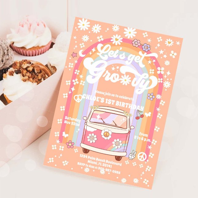 Groovy Daisy 1st Birthday Invitation (Creator Uploaded)