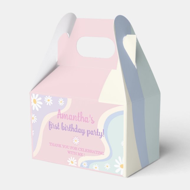 Groovy Daisy Birthday Party Favor Box (Front Side)