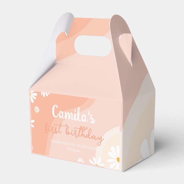 Groovy Daisy Birthday Party Favor Box (Front Side)