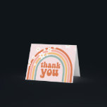 Groovy daisy boho rainbow thank you card<br><div class="desc">Retro inspired groovy one first birthday party thank you cards with hippie style rainbow,  daisies and boho fonts and colors.</div>