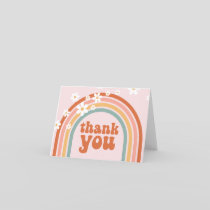 Groovy daisy boho rainbow thank you card