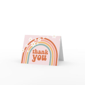Groovy daisy boho rainbow thank you card