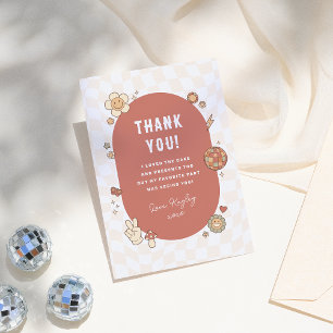 Groovy Daisy Boho Retro Girl Photo Birthday Party Thank You Card