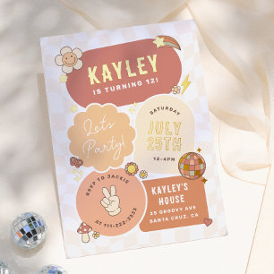 Groovy Daisy Boho Retro Let's Party Girl Birthday Foil Invitation