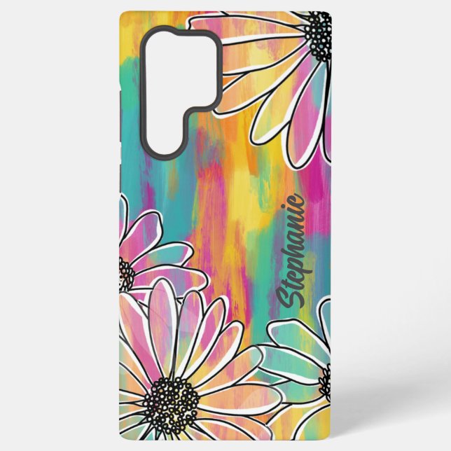 Groovy Daisy Dream - Painterly Hand Drawn Floral Samsung Galaxy Case (Back)
