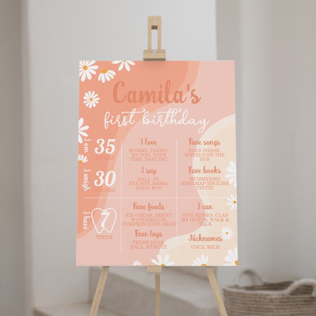 Groovy Daisy First Birthday Milestone Sign (Creator Uploaded)