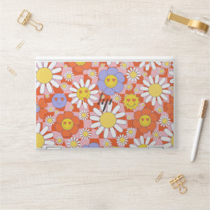 Groovy Daisy Floral Checkerboard, Y2K 90s HP Laptop Skin