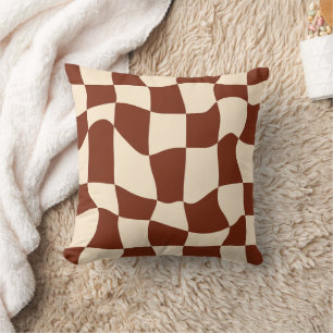 Groovy Daisy Floral Checkerboard, Y2K 90s Throw Pillow