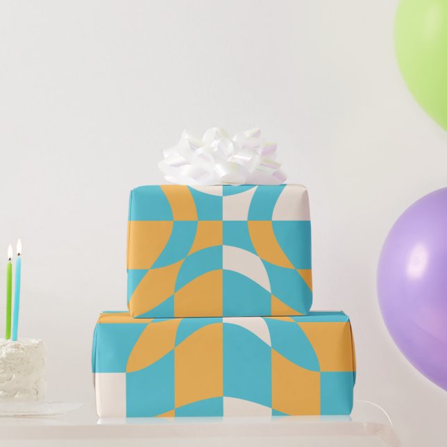 Groovy Daisy Floral Checkerboard, Y2K 90s  Wrappin Wrapping Paper (Party Gifts)