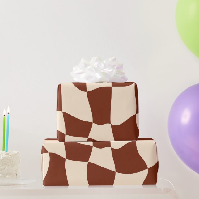 Groovy Daisy Floral Checkerboard, Y2K 90s  Wrappin Wrapping Paper (Party Gifts)