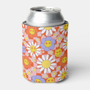Groovy Daisy Floral Checkerboard, Y2K 90s , Y2K  Can Cooler
