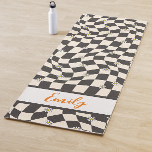 Groovy Daisy Floral Checkerboard, Y2K 90s Yoga Mat