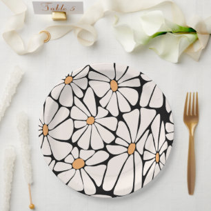 Groovy Daisy Flower Boho Retro Paper Plates