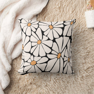 Groovy Daisy Flower Retro Throw Pillow