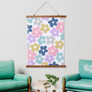 Groovy Daisy Flowers Retro Boho Floral Hanging Tapestry by Trendy_arT at Zazzle