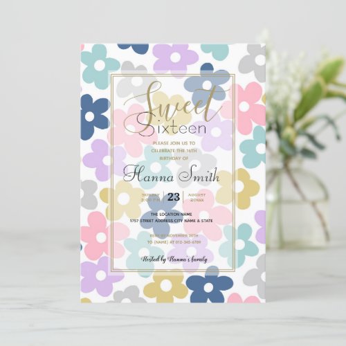 Groovy Daisy Flowers Retro Boho Floral Invitation