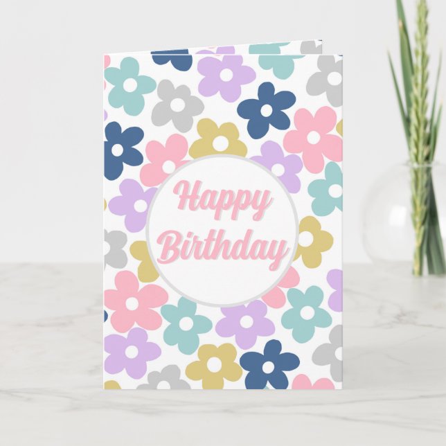 Groovy Daisy Flowers Retro Boho Floral Thank You Card (Front)