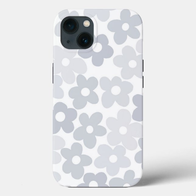 Groovy Daisy Flowers Retro Gray Boho Floral Case-Mate iPhone Case (Back)