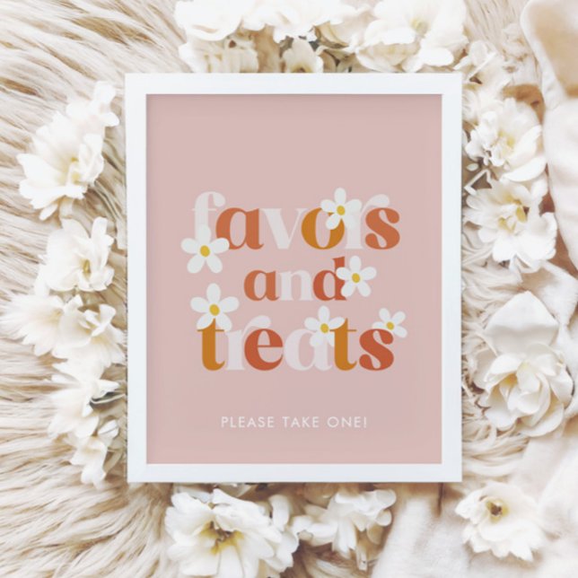 Groovy Daisy Modern Boho Birthday Favors & Treats Poster (Creator Uploaded)