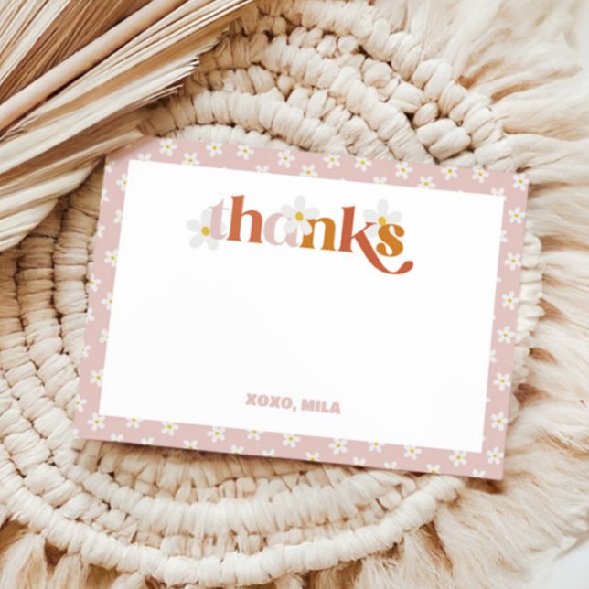 Groovy Daisy Modern Boho Birthday Thank You Card (Creator Uploaded)