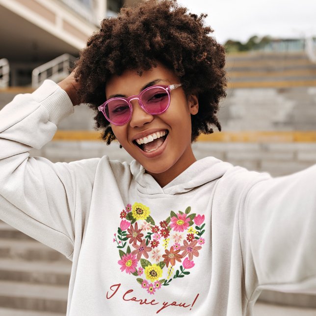 Groovy daisy pink Flower heart Valentine Holiday Hoodie (Creator Uploaded)