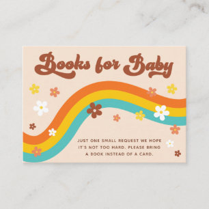 Groovy Daisy Rainbow Retro Books for Baby Shower Enclosure Card
