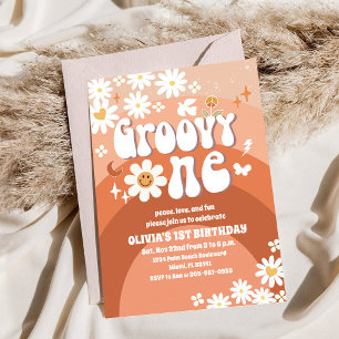 Groovy Daisy Retro 1st Birthday Invitation