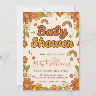 Groovy Daisy | Retro 70s Floral Neutral Sunshine Invitation