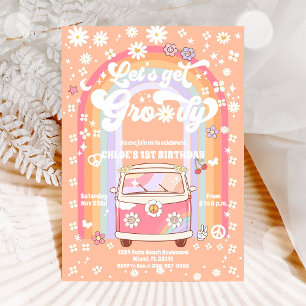 Groovy Daisy Retro Birthday Invitation