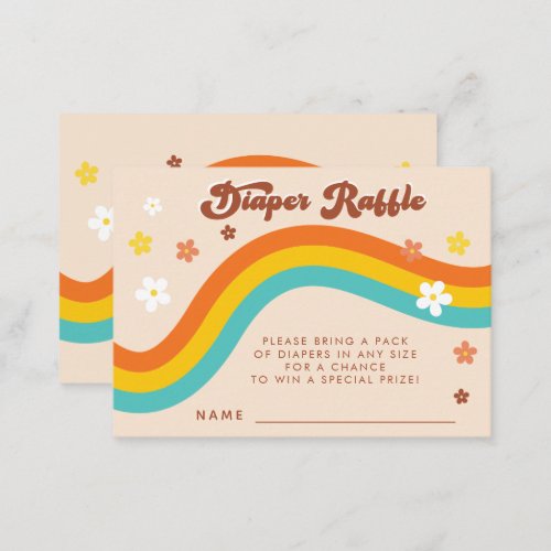 Groovy Daisy Retro Rainbow Diaper Raffle Floral Enclosure Card