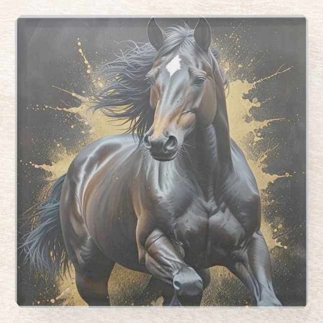 groovy dark horse glass coaster (Front)