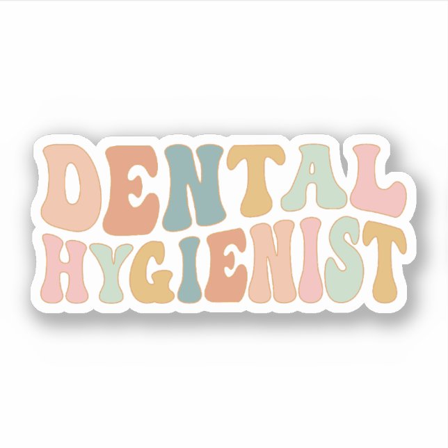 Groovy Dental Hygienist Dental Hygiene Oral Health Sticker (Front)