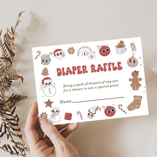 Groovy Diaper Raffle Christmas Santa Baby Shower Enclosure Card