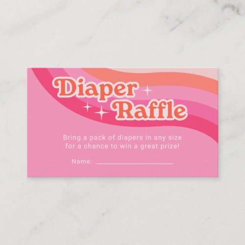 Groovy Diaper Raffle Girl Baby Shower Enclosure Card