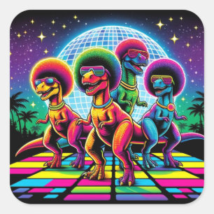 Groovy Dino Beat Disco T-Rex Square Sticker