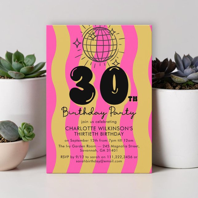 Groovy Disco Ball 30th Birthday Bash Invite (Creator Uploaded)