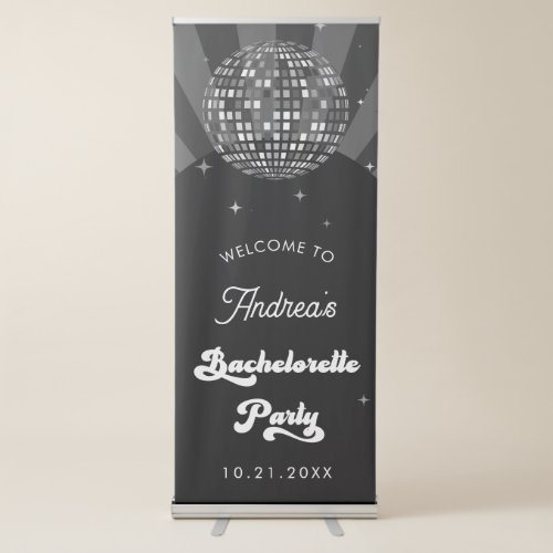 Groovy Disco Ball 70s Retro Bachelorette Party  Retractable Banner