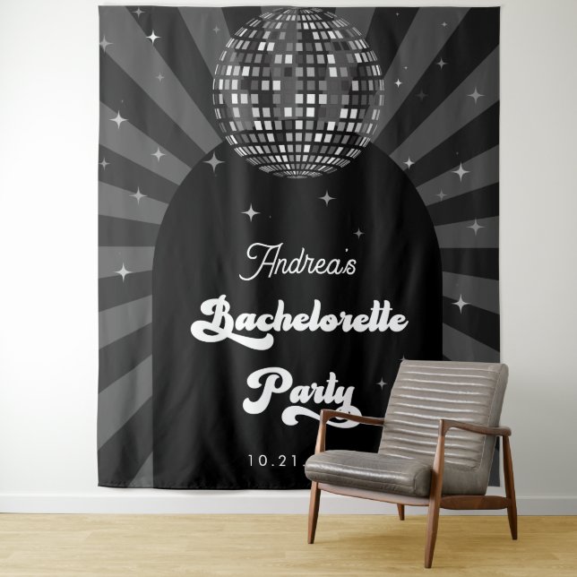Groovy Disco Ball Bachelorette Party Backdrop (In Situ)