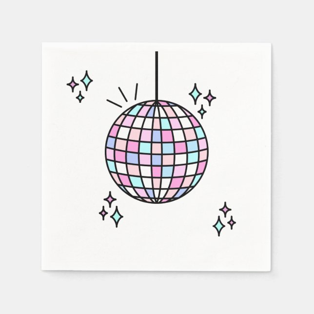Groovy Disco Ball Birthday Napkins (Front)