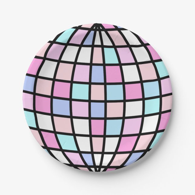 Groovy Disco Ball Birthday Paper Plates (Front)