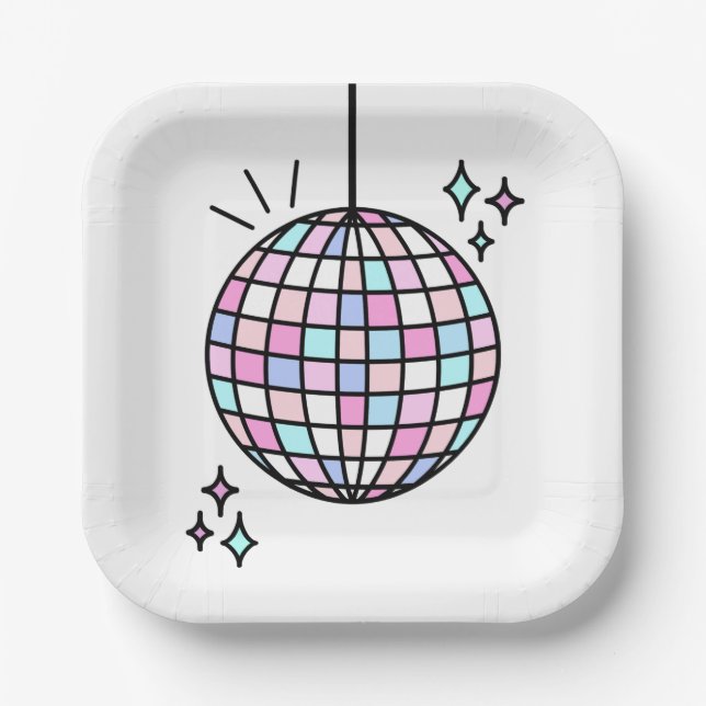 Groovy Disco Ball Birthday Paper Plates (Front)