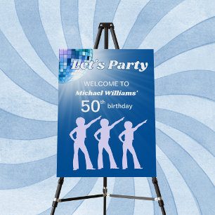 Groovy Disco Ball Blue Mans 50th Birthday Foam Board