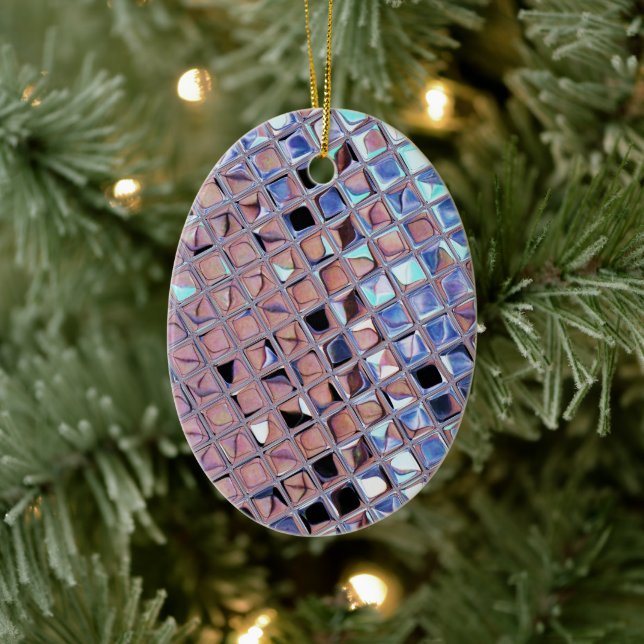 Groovy Disco Ball Mirror Ball Disco Globe Ceramic Ornament (Tree)