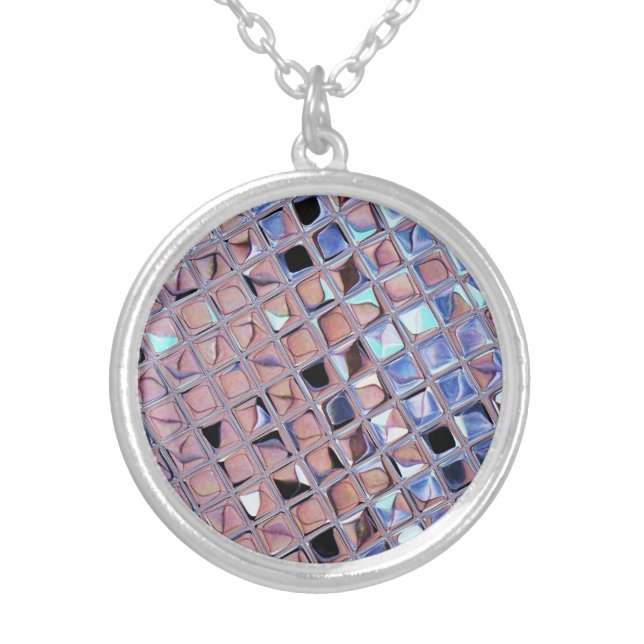 Groovy Disco Ball Mirror Ball Disco Globe Silver Plated Necklace (Front)