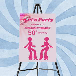 Groovy Disco ball Pink Purple Womans 50th Birthday Foam Board