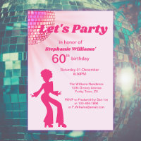 Groovy Disco ball Pink Purple Womans 60th Birthday