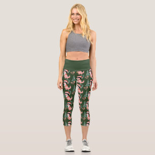 groovy disco christmas tree dinosaur capri leggings